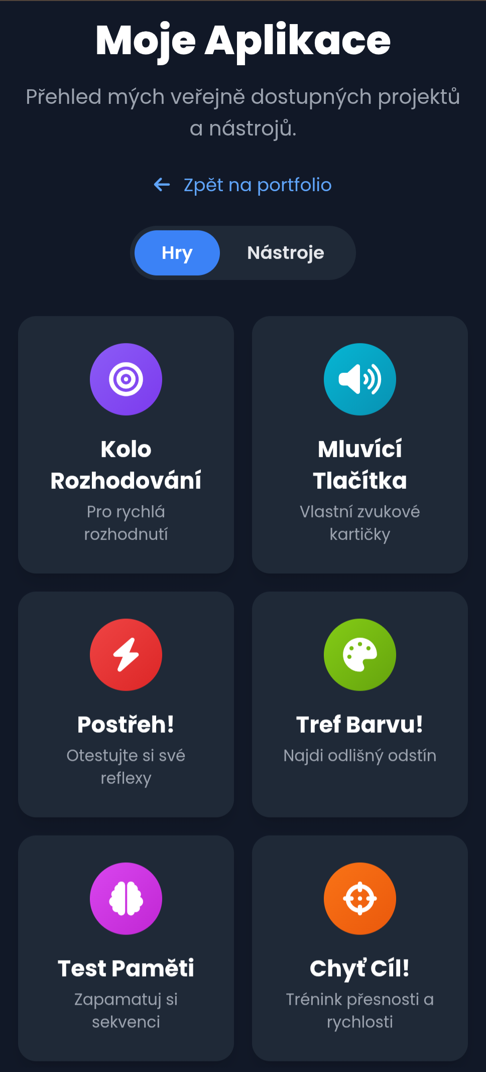 Náhled rozcestníku aplikací 1