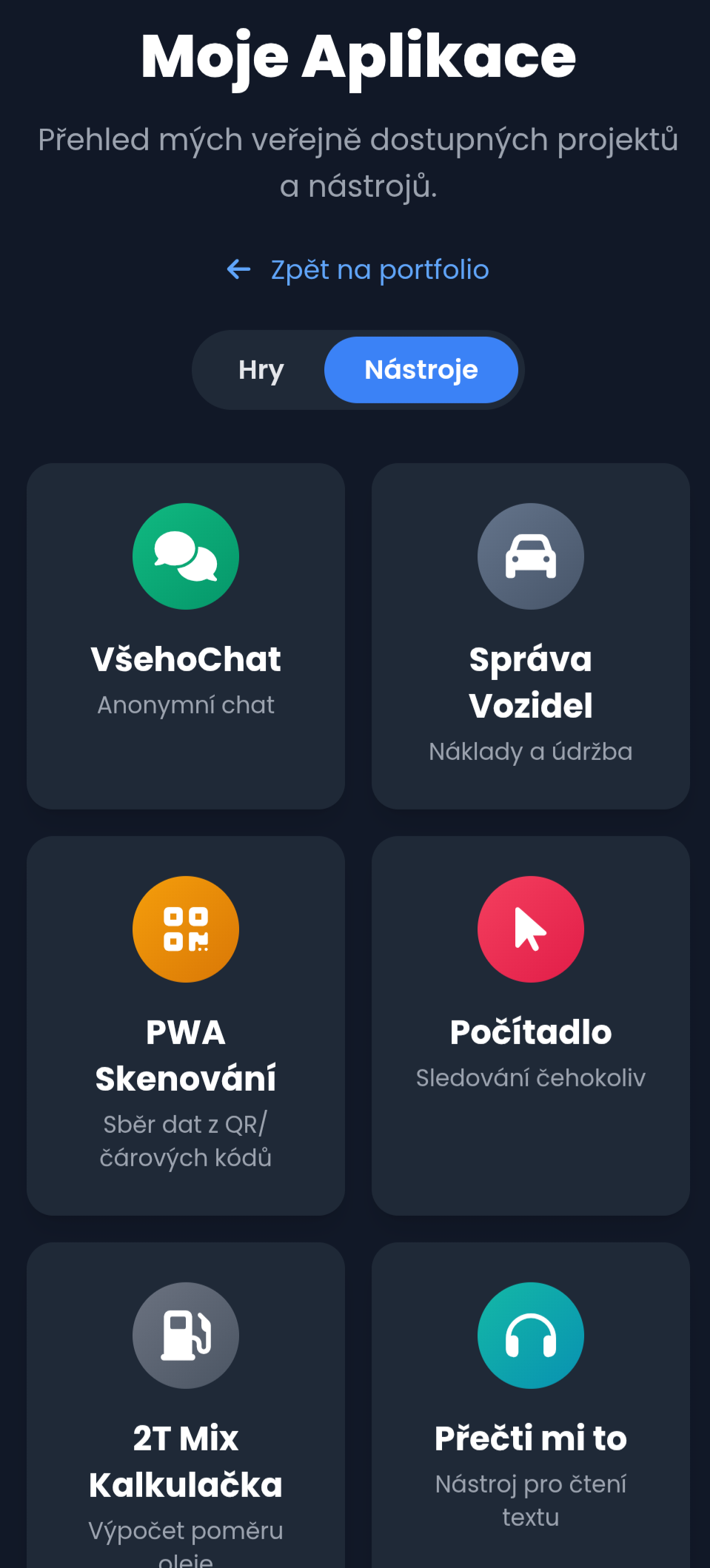 Náhled rozcestníku aplikací 2