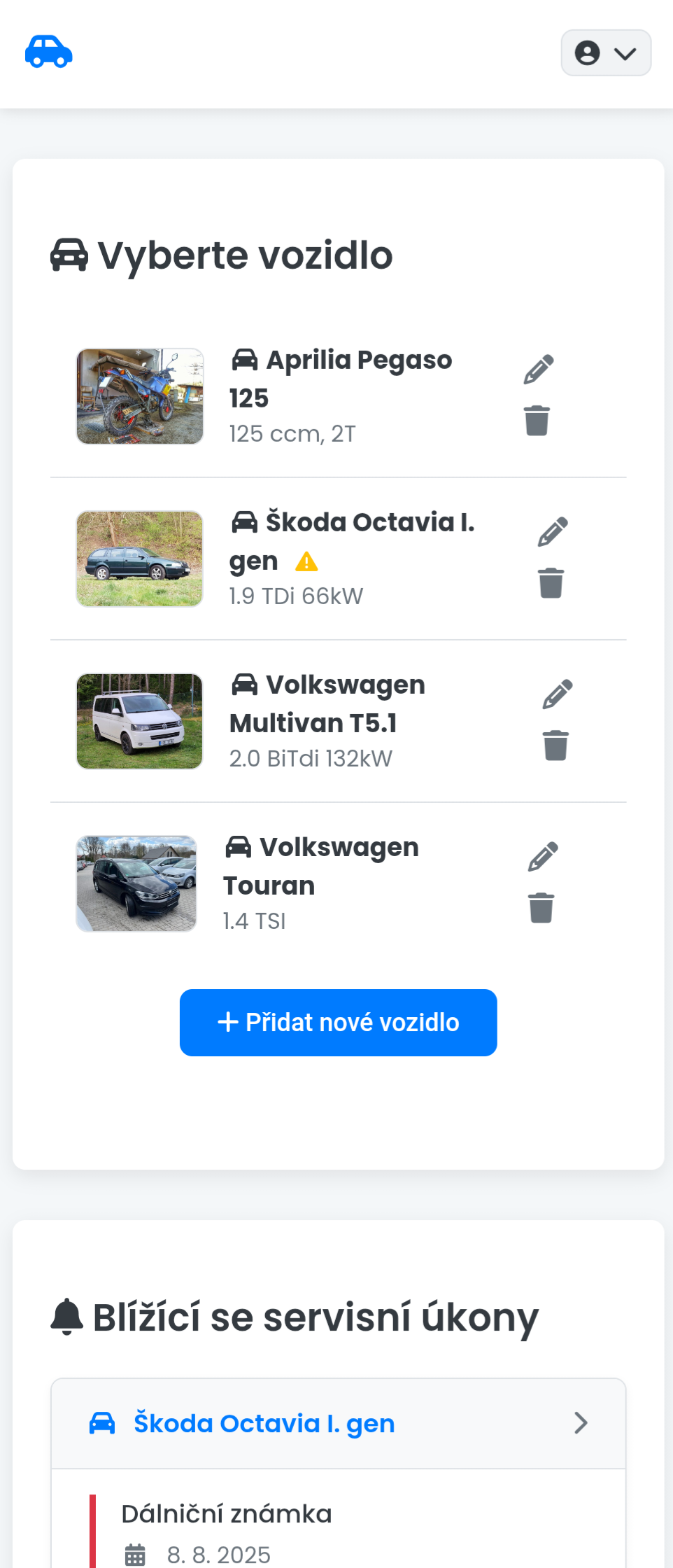 Náhled aplikace Správa Vozidel 2